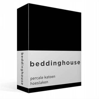 Beddinghouse percale katoen hoeslaken - Lits-jumeaux (180x200 cm) - Zwart