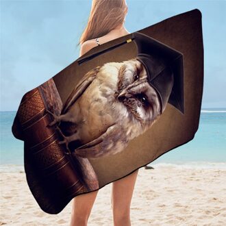 Beddingoutlet 3D Boeken Badhanddoek Microfiber Uil Vintage Strand Handdoek Voor Volwassen Vivid Print Animal Badkamer Deken 75Cm X 150Cm Owl2