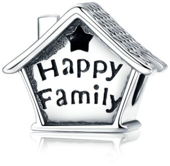 Bedel gelukkig familiehuis met klok Zilver - One size