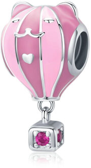 Bedel roze luchtballon Zilver - One size
