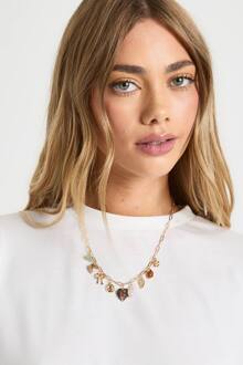 Bedelketting Met Steendetails, Gold - ONE SIZE