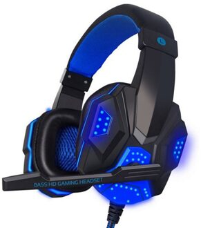 Bedrade Hoofdtelefoon Gaming Headsets Pc 3.5Mm Headsets Surround Sound Met Microfoon Gaming Laptop Tablet Gamer Gaming Hoofdtelefoon blauw