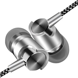 Bedrade Koptelefoon 3.5Mm Jack In-Ear Bedrade Headsets Voor Mobiele Telefoons Tabletten Laptops zilver