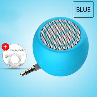 Bedrade Ronde Luidspreker Draagbare Speaker 3.5Mm Audio Jack In-Lijn Bedrade Luidsprekers Usb Opladen Voor Mobiele Telefoons Computers auto 'S blauw