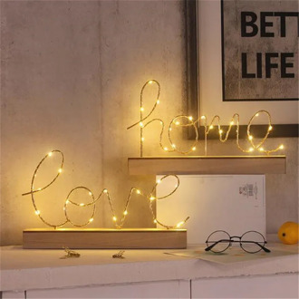 Bedroom Decorative Figurines Ornaments Valentine's Birthday Gift LED Lamp Light LOVE HOME Letters Living Room Decoration