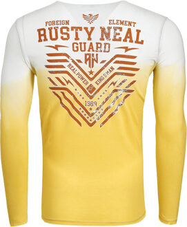 Bedrukt lang shirt gewassen met kleurverloop - maat M Geel