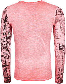 Bedrukt lang shirt - maat M Rood