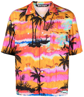 Bedrukt overhemd met print Palm Angels , Multicolor , Heren - L,M,S