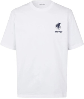 Bedrukt Oversized Unisex T-shirt met Korte Mouwen Samsøe Samsøe , White , Heren - Xl,S
