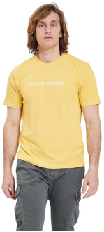 Bedrukt T-shirt met ronde hals Jacob Cohën , Yellow , Heren - 2Xl,L,M