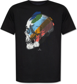 Bedrukt T-shirt PS By Paul Smith , Black , Heren - 2Xl,S