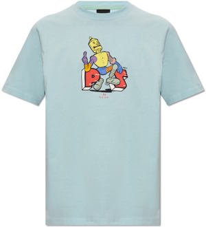 Bedrukt T-shirt PS By Paul Smith , Blue , Heren - 2Xl,Xl,L,M,S