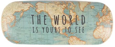 Bedrukte brillenkoker met wereldkaart - Sass & Belle