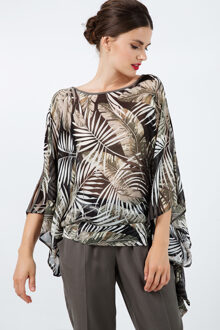 Bedrukte Chiffon Batwing Top Zwart - EU 36 / UK 8
