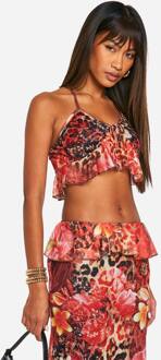 Bedrukte Mesh Haltertop, Multi - 38