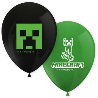 Bedrukte Minecraft Ballonnen Creeper 30cm (8st)