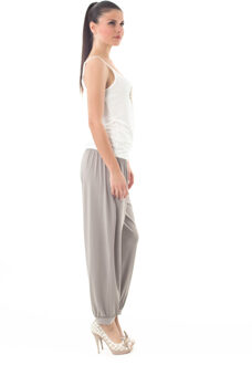 Bedrukte spaghettitop in ecru