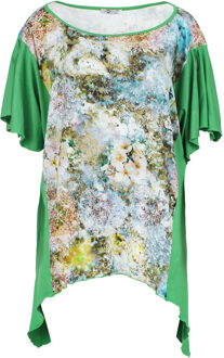 Bedrukte Stretch Jersey Top met puntige zoomlijn Plus Size Groen - L