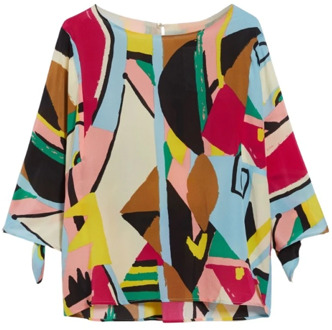 Bedrukte zijden crepe de chine blouse Max Mara Weekend , Multicolor , Dames - L,M,S,Xs