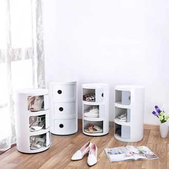 Bedside table Dresser Closet bedroom round side cabinet locker Three Storage Drawers Set Home Decoration storage cabinet