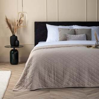 Bedsprei Ultrasonic Ruit - 180x260cm Van Fresh And Co Microvezel - Dekbed-Discounter.nl Beige - 180 x 260 cm