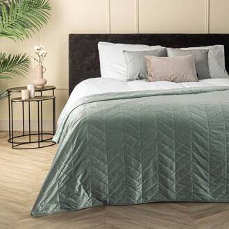 Bedsprei Velvet Prisma - Groen - 180x260cm Van Fresh And Co Microvezel - Dekbed-Discounter.nl