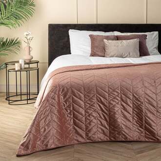 Bedsprei Velvet Prisma - Roze - 250x260cm Van Fresh And Co Microvezel - Dekbed-Discounter.nl - 250 x 260 cm