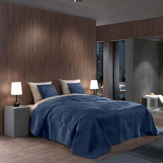 Bedsprei Victoria - Navy - 270x260cm Van Zo!Home Microvezel - Dekbed-Discounter.nl Blauw - 270 x 260 cm