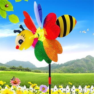 Bee Windmolen Leuke Kleurrijke 3D Insect Pinwheel Wind Spinner Draaimolen Speelgoed Yard Garden Decor Outdoor Gazon Decor Kleur Willekeurige