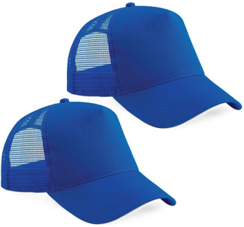 Beechfield 5x Truckers baseball caps kobalt blauw voor volwassenen - voordelige blauwe petjes/caps