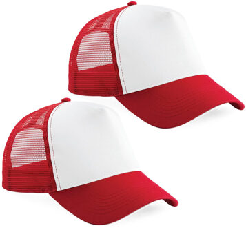 Beechfield 5x Truckers baseball caps rood/wit voor volwassenen