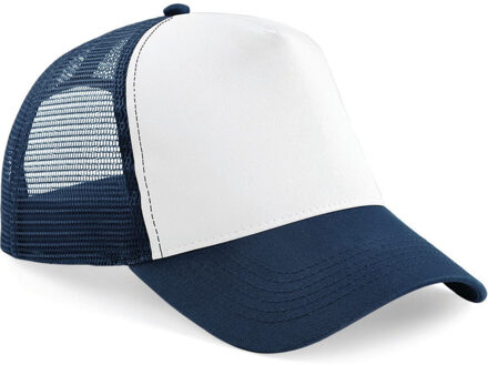 Beechfield Baseballcap - navy/wit - truckers pet - volwassenen - verstelbaar