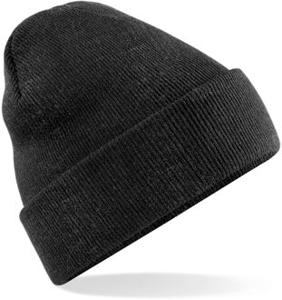 Beechfield Basic dames/heren beanie wintermuts 100% soft Acryl in kleur antraciet grijs One size