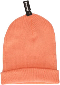 Beechfield Basic dames/heren beanie wintermuts 100% soft Acryl in kleur lichtroze/perzik One size