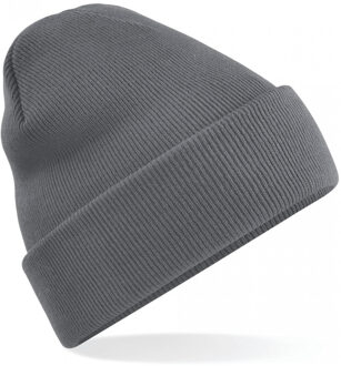 Beechfield basic winter muts/beanie antraciet grijs acryl voor volwassenen - Winter Essentials/accessoires