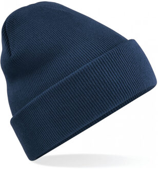 Beechfield basic winter muts/beanie donkerblauw/navy acryl voor volwassenen - Winter Essentials/accessoires