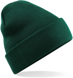 Beechfield basic winter muts/beanie donkergroen acryl voor volwassenen - Winter Essentials/accessoires