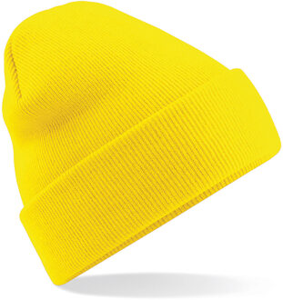 Beechfield basic winter muts/beanie geel acryl voor volwassenen - Winter Essentials/accessoires