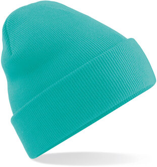 Beechfield basic winter muts/beanie mint groen acryl voor volwassenen - Winter Essentials/accessoires