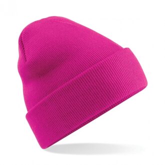 Beechfield Basic winter muts fuchsia roze