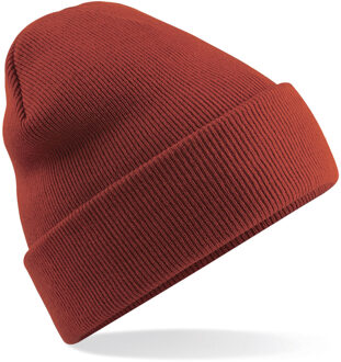 Beechfield Beanie Wintermuts - 100% soft Acryl - bruine - Super soft - Brede omslag band - dames/ he One size