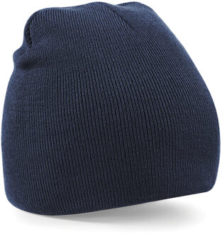 Beechfield Beanie Wintermuts - navy blauw - warme gebreide muts - volwassenen - 100% polyacryl - One size