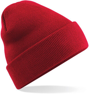 Beechfield Beanie Wintermuts - rood - acryl - volwassenen - One size