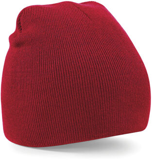 Beechfield Beanie Wintermuts - rood - warme gebreide muts - volwassenen - 100% polyacryl - One size