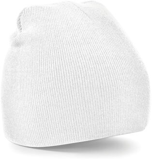 Beechfield Beanie Wintermuts - wit - warme gebreide muts - volwassenen - 100% polyacryl - One size