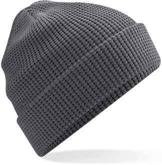 Beechfield Dames Beanie Wintermuts wafelstructuur grafiet grijs 100% katoen One size