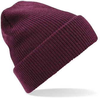 Beechfield Gebreide Heritage Beanie wintermuts in het bordeaux rood voor volwassenen - Damesmutsen / herenmutsen - 100% polyacryl