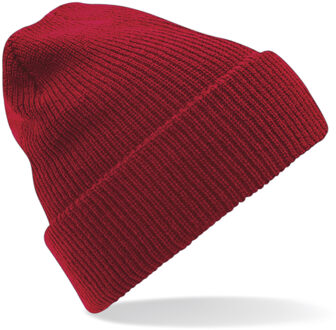 Beechfield Gebreide Heritage Beanie wintermuts in het rood voor volwassenen - Damesmutsen / herenmutsen - 100% polyacryl