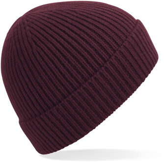 Beechfield Gebreide Ribbed Beanie wintermuts in het bordeaux rood voor volwassenen - Damesmutsen / herenmutsen - 97% polyacryl en Elastaan