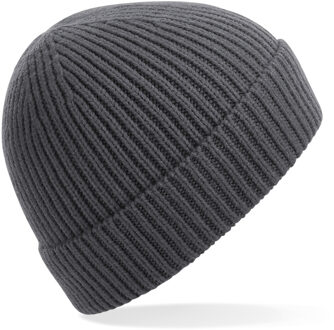 Beechfield Gebreide Ribbed Beanie wintermuts in het donkergrijs voor volwassenen - Damesmutsen / herenmutsen - 97% polyacryl en Elastaan